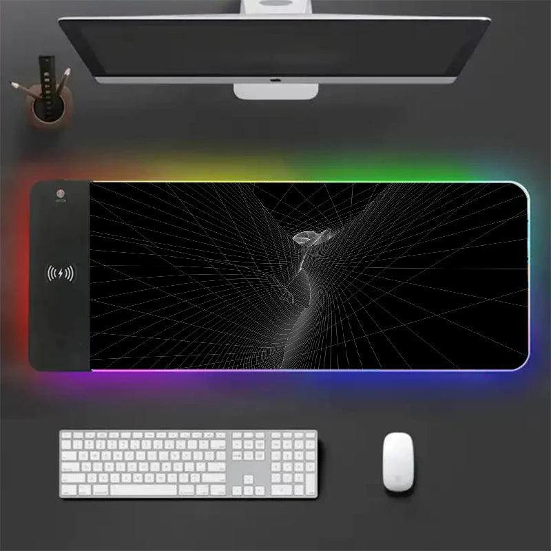 Tapis de souris XXL RGB et chargeur sans fil GM