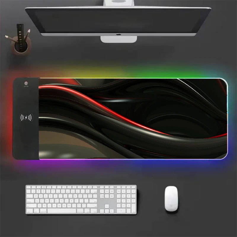 Tapis de souris XXL RGB et chargeur sans fil GM