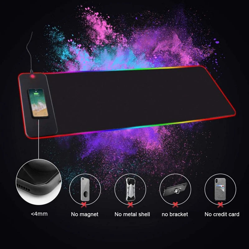Tapis de souris XXL RGB et chargeur sans fil GM