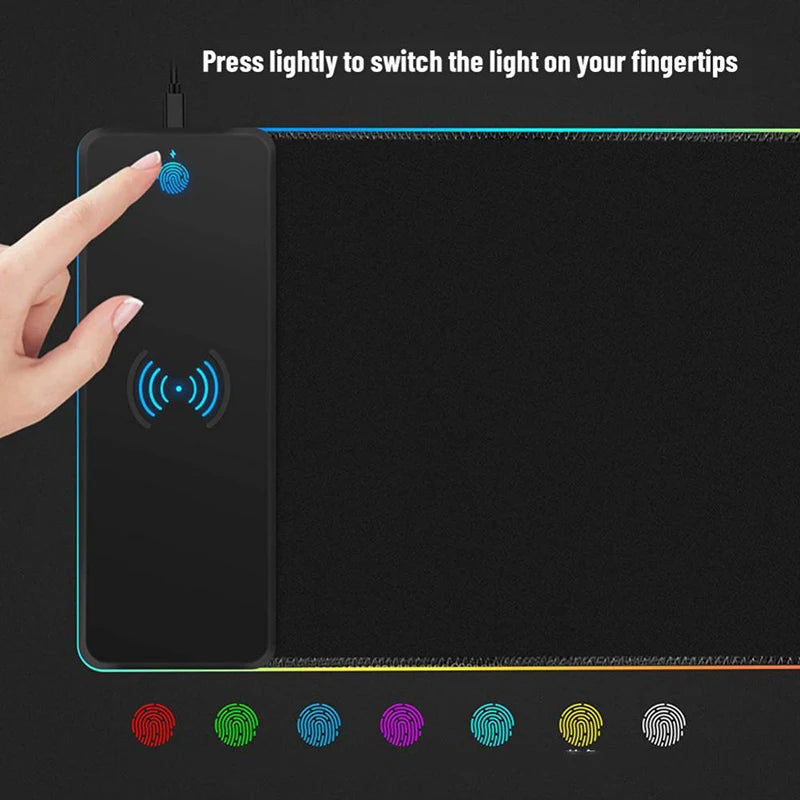 Tapis de souris XXL RGB et chargeur sans fil GM
