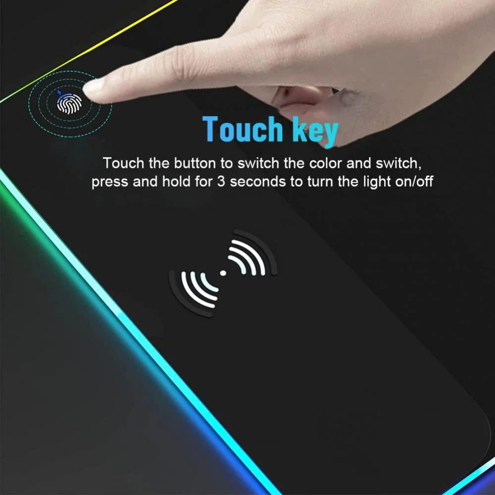 Tapis de souris XXL RGB avec chargement sans fil